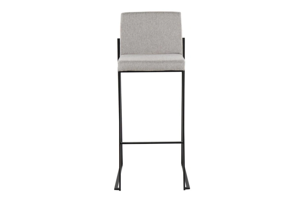Ian Grey Fabric High Back Black Steel Barstool Set Of 2 2 Ian Grey Fabric High Back Black Steel Barstool Set Of 2 - Image 2