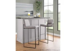 Ian Grey Fabric High Back Black Steel Barstool Set Of 2 13 Ian Grey Fabric High Back Black Steel Barstool Set Of 2 -Home Furniture 314338 grey polyester bar stool room 85