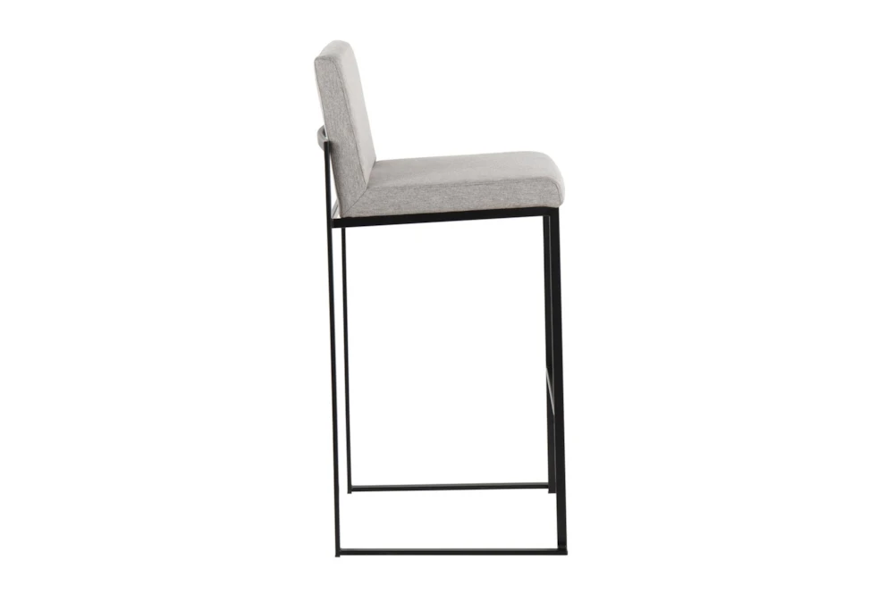 Ian Grey Fabric High Back Black Steel Barstool Set Of 2 3 Ian Grey Fabric High Back Black Steel Barstool Set Of 2 - Image 3
