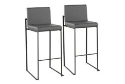Ian Grey Faux Leather High Back Barstool Set Of 2