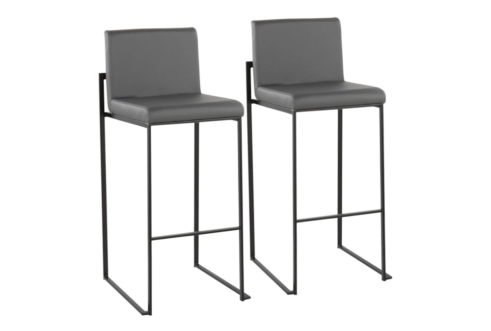 Ian Grey Faux Leather High Back Barstool Set Of 2 1 Ian Grey Faux Leather High Back Barstool Set Of 2