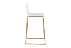 Cara Gold Steel And White Faux Leather Bar Stool Set Of 2 -Home Furniture 314348 white faux leather bar stool side 14