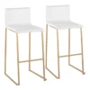 Cara Gold Steel And White Faux Leather Bar Stool Set Of 2