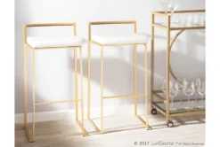 Ian White Faux Leather Low Back Barstool Set Of 2 -Home Furniture 314361 white faux leather bar stool room 85