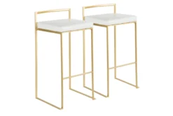 Ian White Faux Leather Low Back Barstool Set Of 2