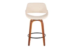 Rizzi Walnut And Cream Faux Leather Counter Stool Set Of 2 -Home Furniture 314401 white faux leather counter height stool front 02