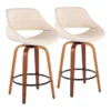 Rizzi Walnut And Cream Faux Leather Counter Stool Set Of 2