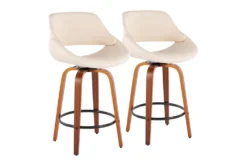 Rizzi Walnut And Cream Faux Leather Counter Stool Set Of 2
