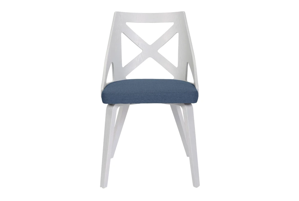 Ashton White Textured Wood And Blue Fabric Dining Chair Set Of 2 2 Ashton White Textured Wood And Blue Fabric Dining Chair Set Of 2 - Image 2