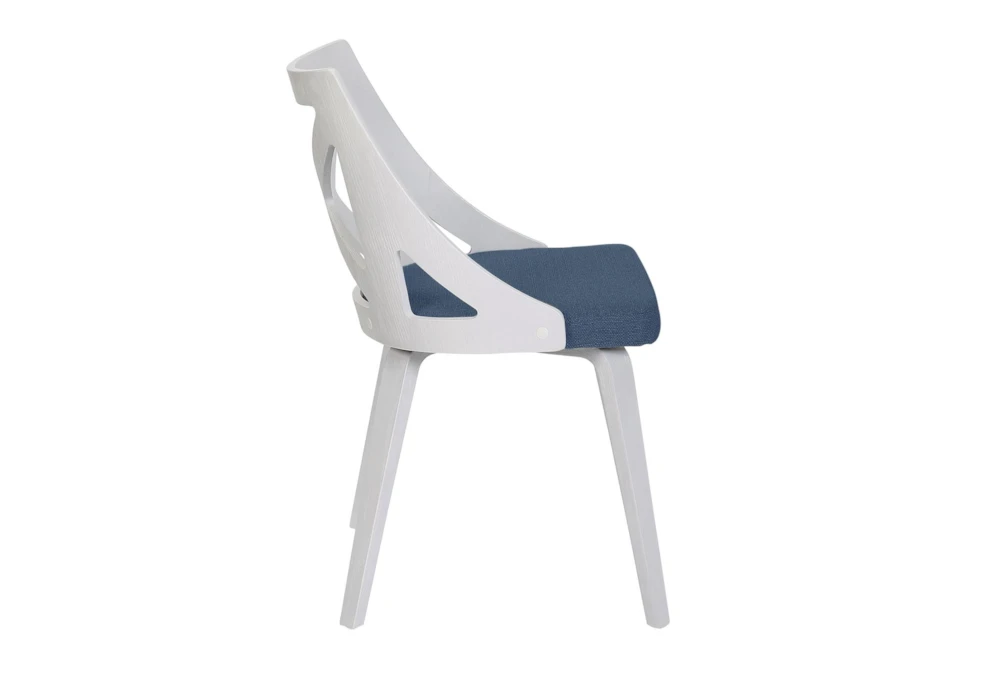 Ashton White Textured Wood And Blue Fabric Dining Chair Set Of 2 3 Ashton White Textured Wood And Blue Fabric Dining Chair Set Of 2 - Image 3