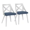 Ashton White Textured Wood And Blue Fabric Dining Chair Set Of 2