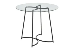 Emma Black Steel With Clear Glass Top 35" Dining Table