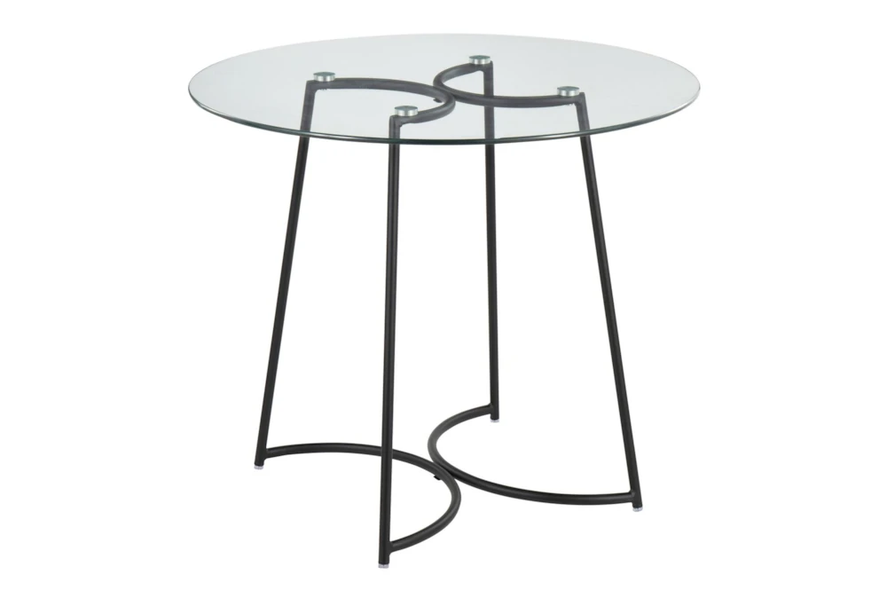Emma Black Steel With Clear Glass Top 35" Dining Table 1 Emma Black Steel With Clear Glass Top 35" Dining Table