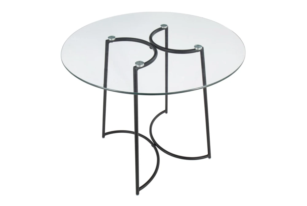 Emma Black Steel With Clear Glass Top 35" Dining Table 3 Emma Black Steel With Clear Glass Top 35" Dining Table - Image 3