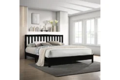 Leo Black King Platform Bed -Home Furniture 315520 black wood bed room 85