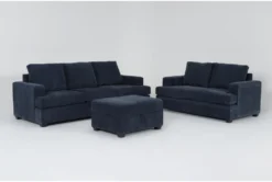 Bonaterra Midnight 3 Piece Queen Sleeper Sofa, Loveseat & Storage Ottoman Set