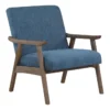 Tommy Navy Armchair With Brushed Brown Finish Frame