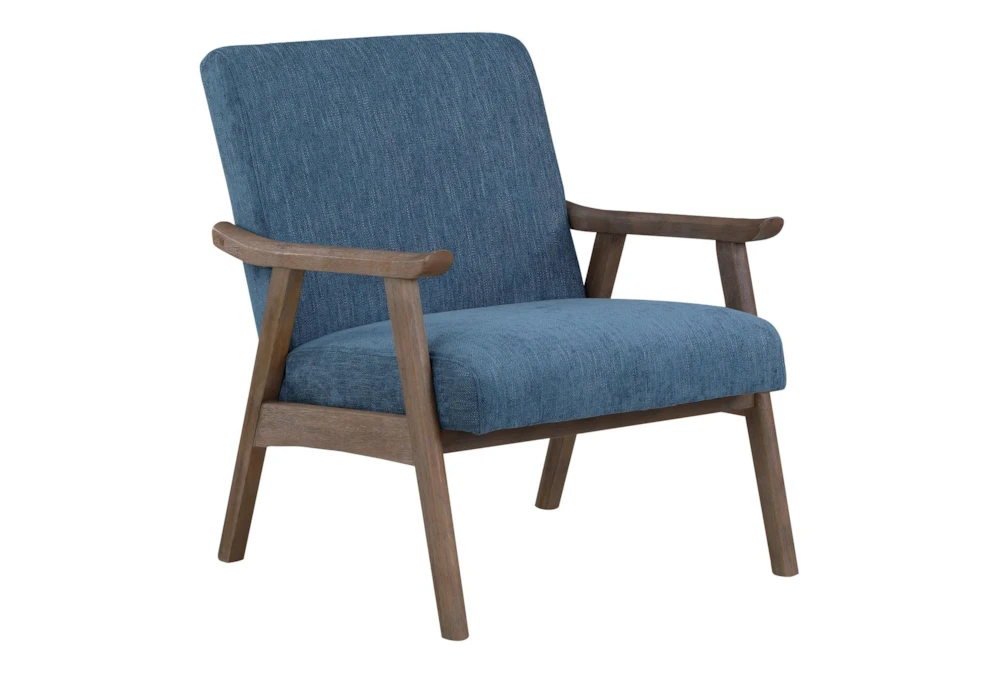 Tommy Navy Armchair With Brushed Brown Finish Frame 1 Tommy Navy Armchair With Brushed Brown Finish Frame
