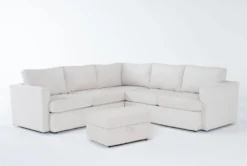 Basil Porcelain 98" 3 Piece Sectional & Ottoman