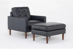 Grayson Leather 2 Piece Chair & Ottoman Set