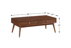 Leslie Mid-Century Coffee Table With Drawers -Home Furniture 317548 brown wood coffee table detail 44