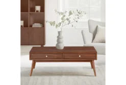 Leslie Mid-Century Coffee Table With Drawers -Home Furniture 317548 brown wood coffee table room 85