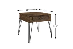 Pino End Table With Drawer And Hairpin Legs -Home Furniture 317557 brown wood end table detail 45