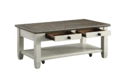 Every Two Tone Brown/White Storage Coffee Table With Wheels -Home Furniture 317571 brown wood coffee table detail 44