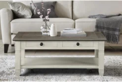 Every Two Tone Brown/White Storage Coffee Table With Wheels -Home Furniture 317571 brown wood coffee table room 85