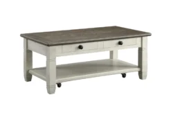 Every Two Tone Brown/White Storage Coffee Table With Wheels