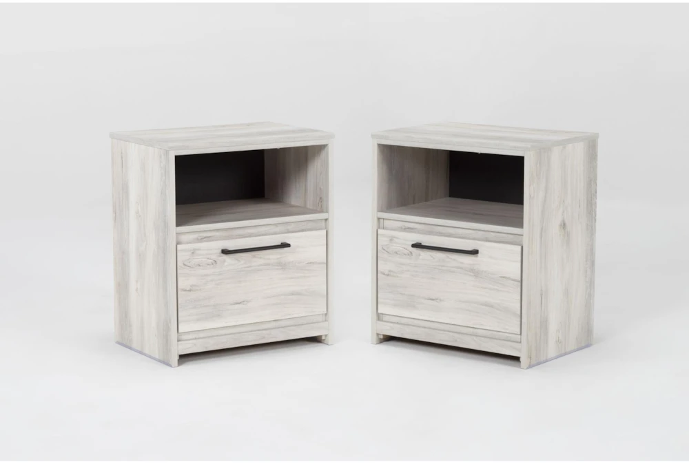 Baylie White 1 Drawer Nightstand With USB Set Of 2 1 Baylie White 1 Drawer Nightstand With USB Set Of 2