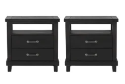 Jaxon Espresso 2 Drawer Open Nightstand With USB Set Of 2