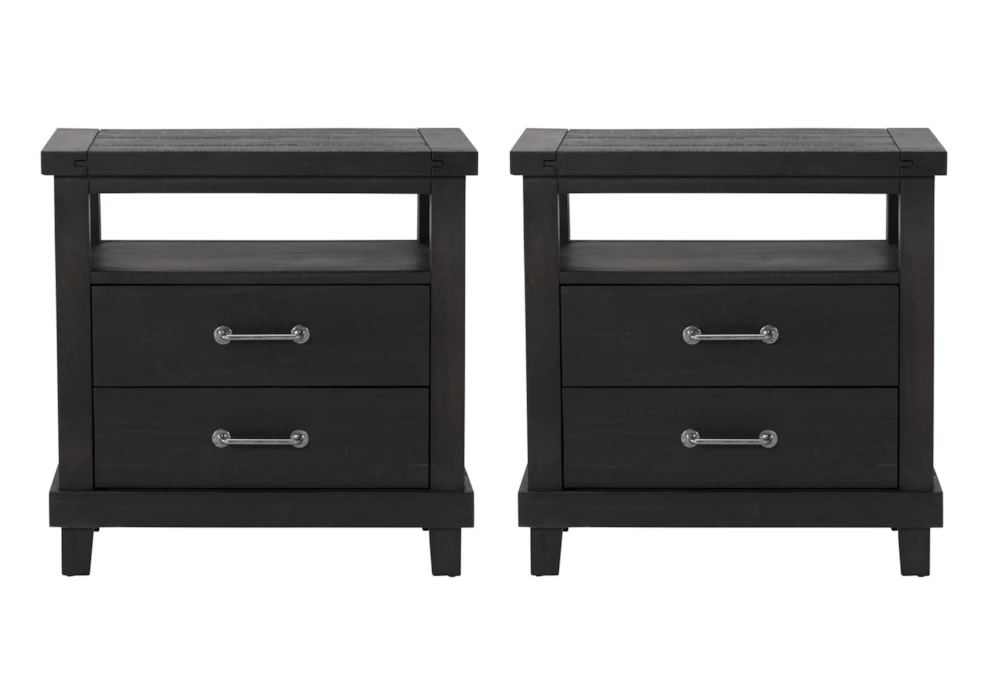 Jaxon Espresso 2 Drawer Open Nightstand With USB Set Of 2 1 Jaxon Espresso 2 Drawer Open Nightstand With USB Set Of 2
