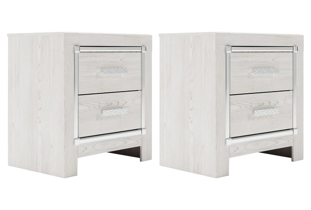 Tyra White 2 Drawer Nightstand With USB Set Of 2 1 Tyra White 2 Drawer Nightstand With USB Set Of 2