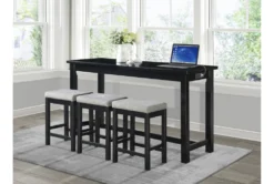 Stacy Black 67" Counter Set For 4 -Home Furniture 318743 black wood counter height set room 85