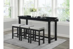 Stacy Black 67" Counter Set For 4 -Home Furniture 318743 black wood counter height set room 86