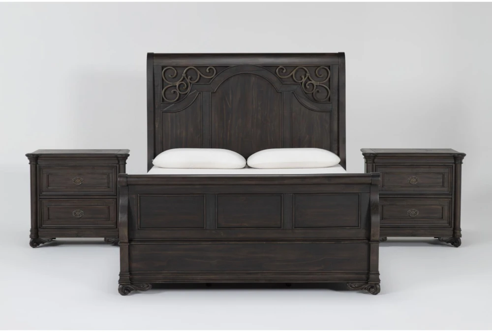 Remi Queen Sleigh 3 Piece Bedroom Set With 2 Nightstands 1 Remi Queen Sleigh 3 Piece Bedroom Set With 2 Nightstands