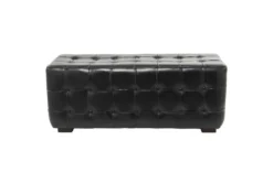 48" Black Leather & Teak Wood Bench 7 48" Black Leather & Teak Wood Bench -Home Furniture 320249 black wood bench material 76