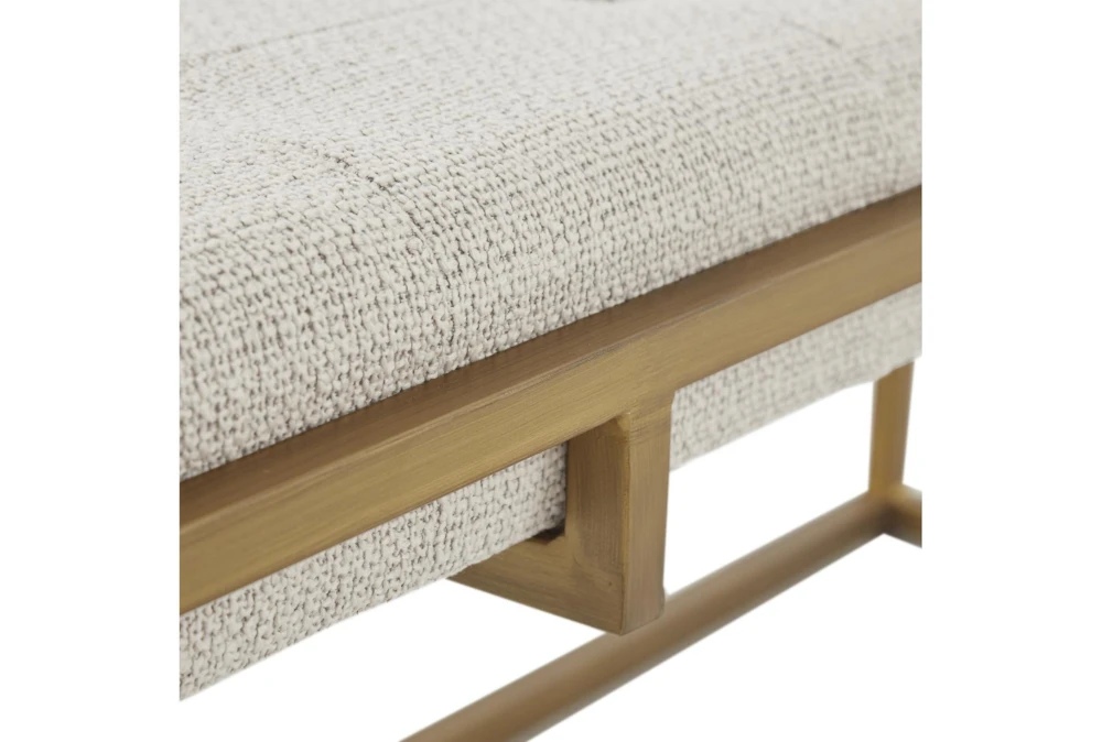 45" Cream Button-Tufted Upholstered Metal Base Accent Bench 4 45" Cream Button-Tufted Upholstered Metal Base Accent Bench - Image 4