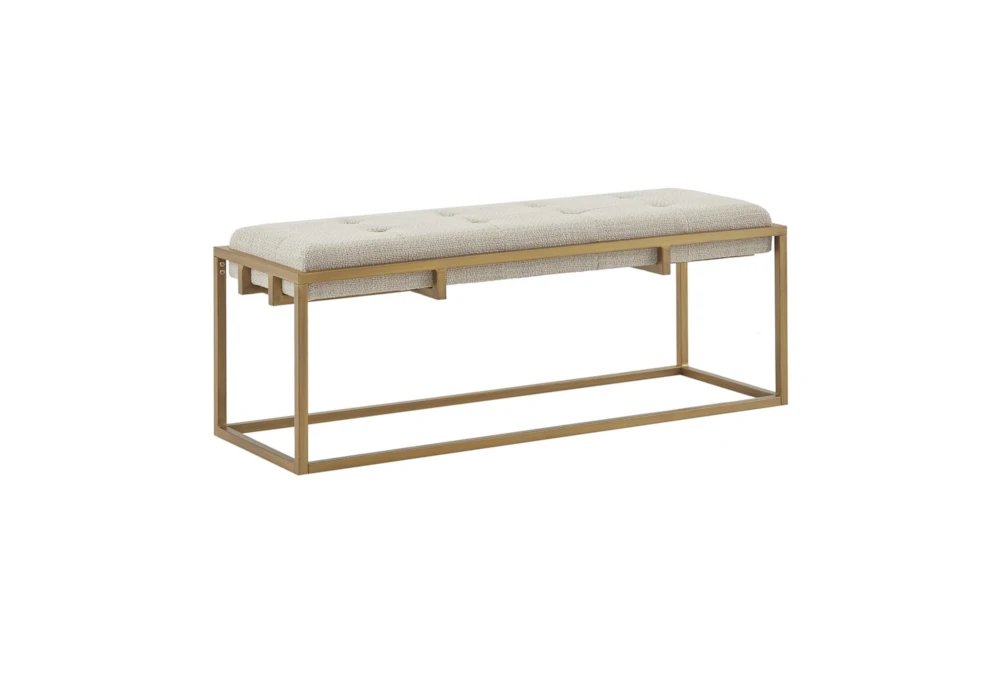 45" Cream Button-Tufted Upholstered Metal Base Accent Bench 1 45" Cream Button-Tufted Upholstered Metal Base Accent Bench