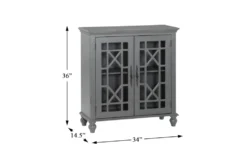 34" Antique Grey Wood Accent Cabinet With Glass + Wood Doors -Home Furniture 320638 grey wood chest detail 46 1