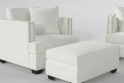 Kiara II Queen Sleeper/Loveseat/Chair/Ottoman Set -Home Furniture 321057 white fabric living room set detail 45