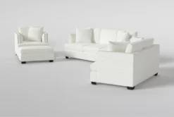 Kiara II Queen Sleeper/Loveseat/Chair/Ottoman Set -Home Furniture 321057 white fabric living room set side 20