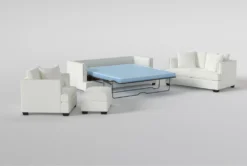 Kiara II Queen Sleeper/Loveseat/Chair/Ottoman Set -Home Furniture 321057 white fabric living room set sleeper 36