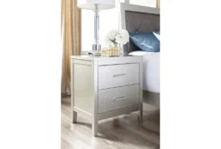Olivia Silver 2 Drawer Nightstand -Home Furniture 321282 silver wood nightstand room 85