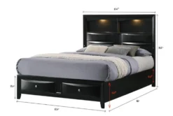 Faron Black King Bookcase Bed With Storage & LED Lighting -Home Furniture 321478 black mdf bed detail 44