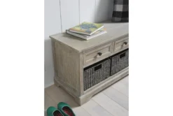 42" White Wash Engineered Wood Storage Bench With Three Woven Baskets -Home Furniture 321971 detail 44
