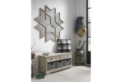 42" White Wash Engineered Wood Storage Bench With Three Woven Baskets -Home Furniture 321971 room 85