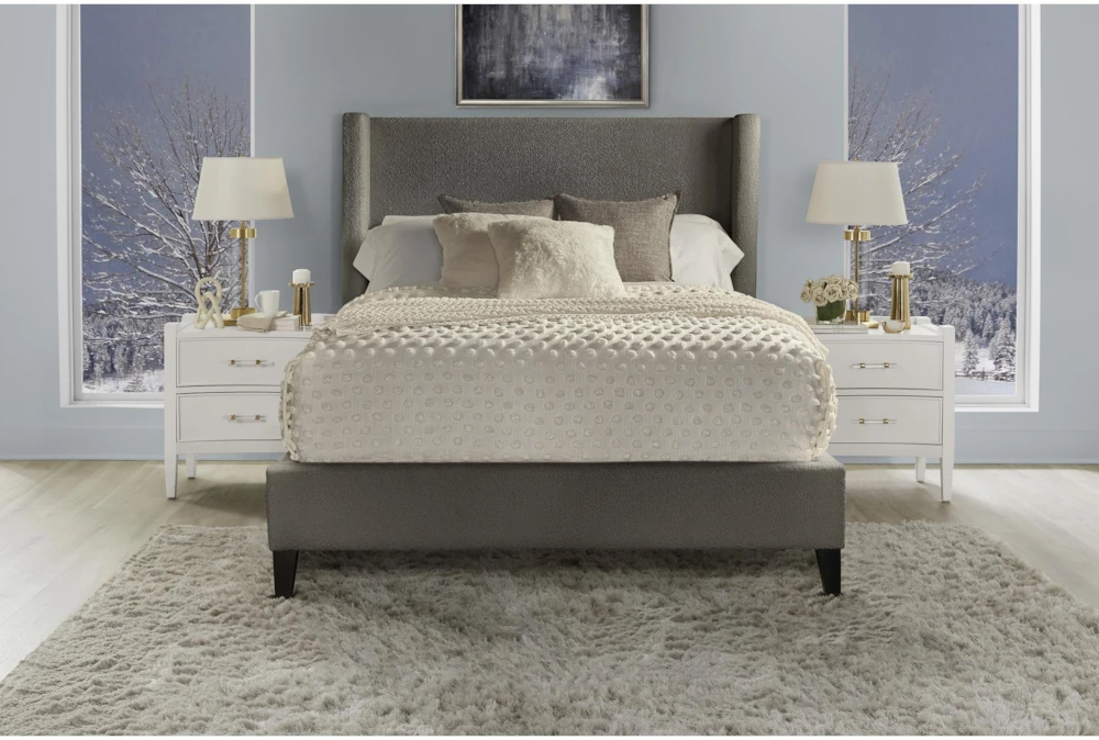 Alena Charcoal Queen Upholstered Shelter Bed 2 Alena Charcoal Queen Upholstered Shelter Bed - Image 2