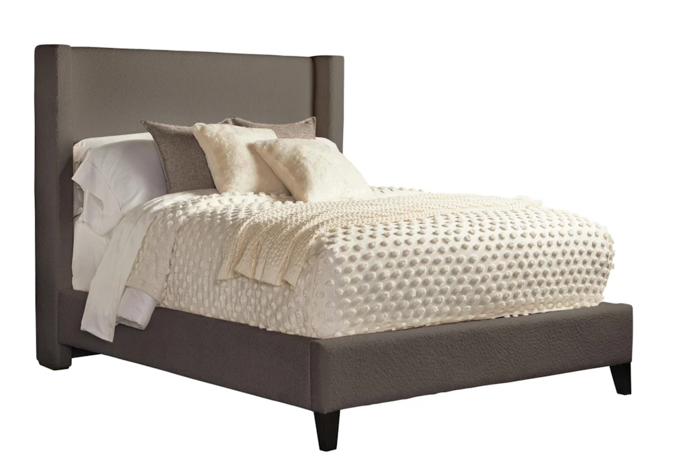 Alena Charcoal Queen Upholstered Shelter Bed 1 Alena Charcoal Queen Upholstered Shelter Bed